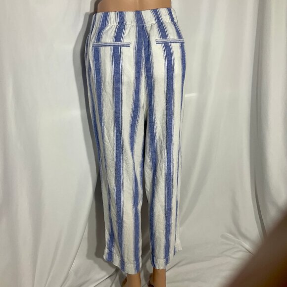 Loft Sz Med High Rise Wide Leg Capri Linen Blend Pants - Picture 3 of 9